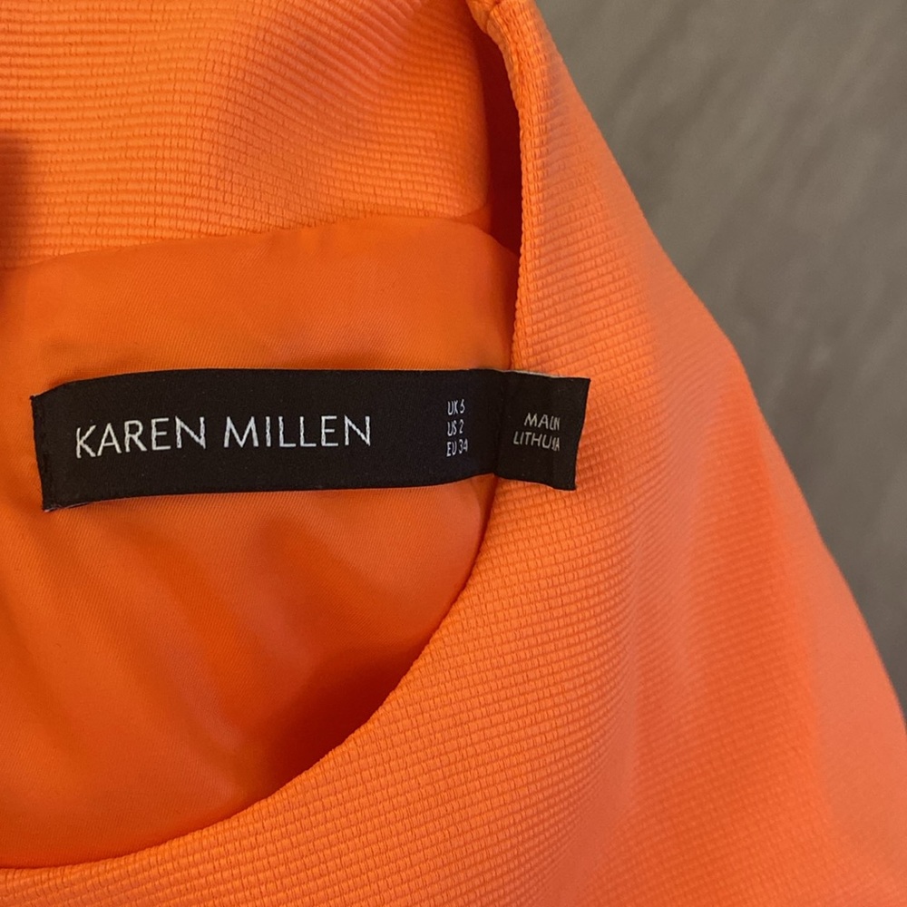 Stunning neon bright orange/peach sheath midi dress. Karen Millen - Picture 2 of 2